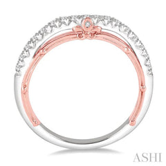 1/3 Ctw Round Cut Diamond Wedding Band in 14K White and Rose Gold