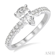 1/4 Ctw Pear Shape Semi-Mount Diamond Engagement Ring in 14K White Gold