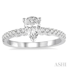 1/4 Ctw Pear Shape Semi-Mount Diamond Engagement Ring in 14K White Gold