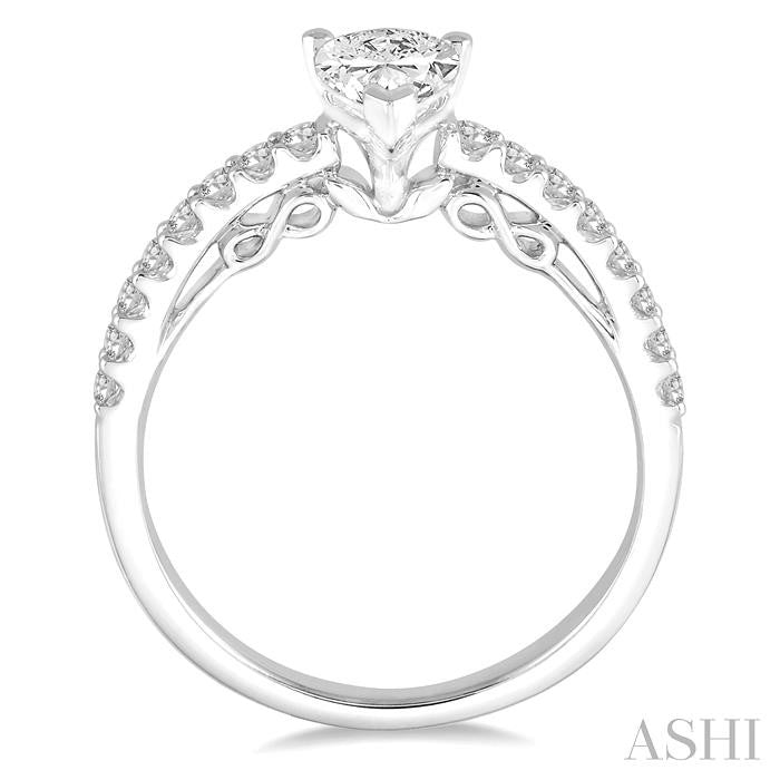 1/4 Ctw Pear Shape Semi-Mount Diamond Engagement Ring in 14K White Gold