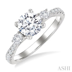 1/2 Ctw Oval and Round Cut Diamond Semi-Mount Engagement Ring in 14K White Gold