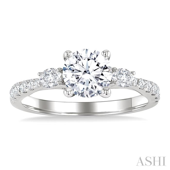 1/2 Ctw Oval and Round Cut Diamond Semi-Mount Engagement Ring in 14K White Gold