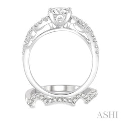 7/8 Ctw Diamond Wedding Set with 3/4 Ctw Round Cut Engagement Ring and 1/6 Ctw Wedding Band in 14K White Gold