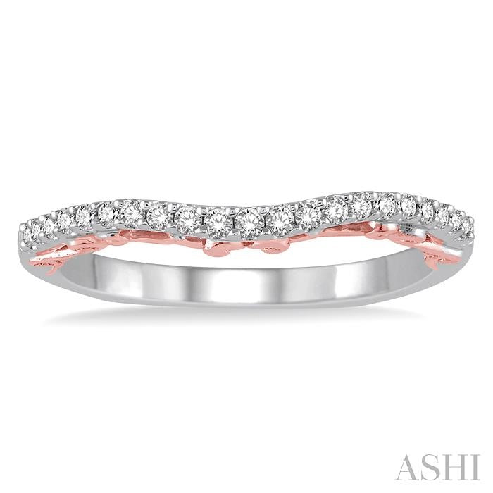 1/6 Ctw Round Cut Diamond Wedding Band in 14K White and Rose Gold