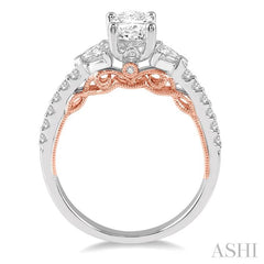 1/2 Ctw Diamond Oval Shape Semi-Mount Engagement Ring in 14K White and Rose Gold