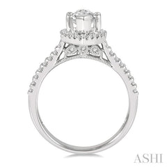 1/3 Ctw Marquise Shape Round Cut Diamond Semi-Mount Engagement Ring in 14K White Gold