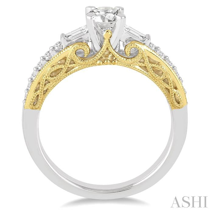 1/3 Ctw Diamond Semi-Mount Engagement Ring in 14K White and Yellow Gold