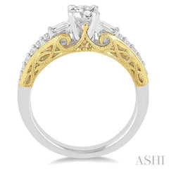 1/3 Ctw Diamond Semi-Mount Engagement Ring in 14K White and Yellow Gold