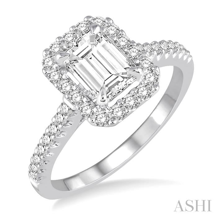 3/8 Ctw Round Cut Diamond Semi-Mount Engagement Ring in 14K White Gold