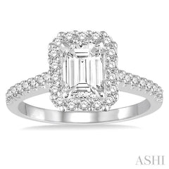 3/8 Ctw Round Cut Diamond Semi-Mount Engagement Ring in 14K White Gold