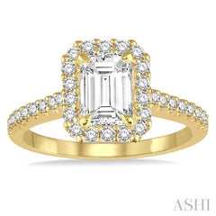 3/8 Ctw Round Cut Diamond Semi-Mount Engagement Ring in 14K Yellow Gold