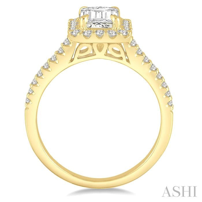 3/8 Ctw Round Cut Diamond Semi-Mount Engagement Ring in 14K Yellow Gold