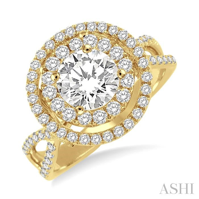 3/4 Ctw Diamond Semi-Mount Engagement Ring in 14K Yellow Gold