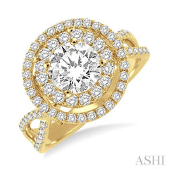 3/4 Ctw Diamond Semi-Mount Engagement Ring in 14K Yellow Gold