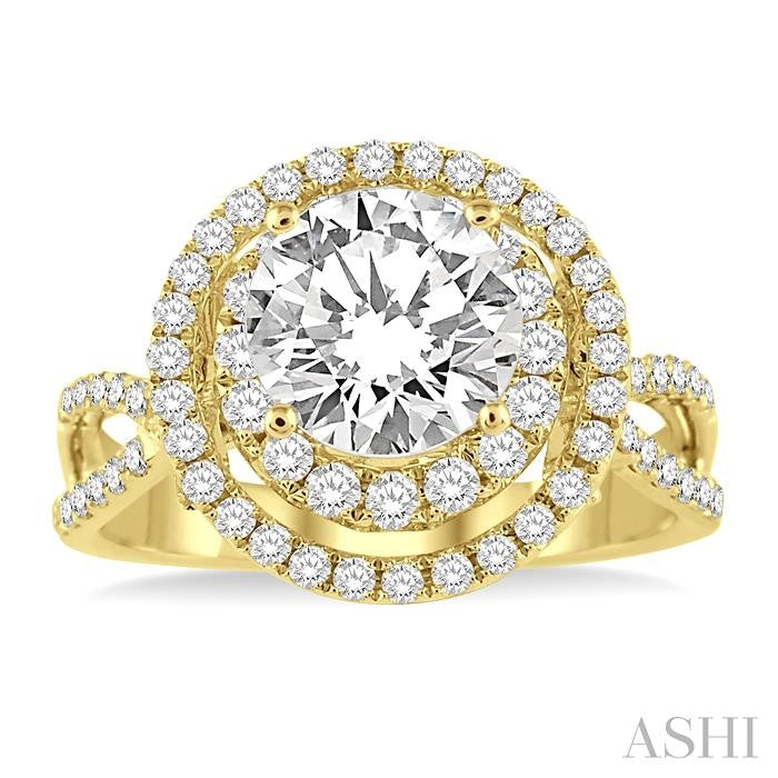 3/4 Ctw Diamond Semi-Mount Engagement Ring in 14K Yellow Gold