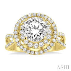 3/4 Ctw Diamond Semi-Mount Engagement Ring in 14K Yellow Gold