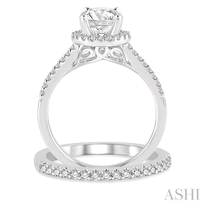 1/2 Ctw Diamond Bridal Set with 3/8 Ctw Round Cut Engagement Ring and 1/6 Ctw Wedding Band in 14K White Gold