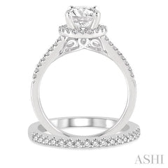 1/2 Ctw Diamond Bridal Set with 3/8 Ctw Round Cut Engagement Ring and 1/6 Ctw Wedding Band in 14K White Gold