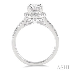 3/8 Ctw Diamond Ladies Engagement Ring with 1/5 Ct Round Cut Center Stone in 14K White Gold