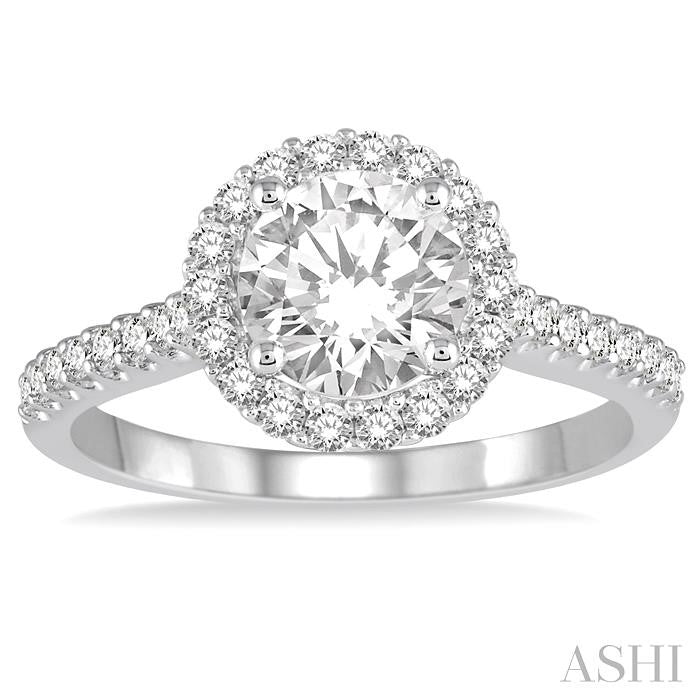 3/8 Ctw Raised Semi-Mount Round Cut Diamond Engagement Ring in 14K White Gold