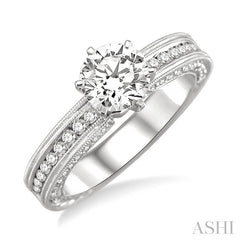 5/8 Ctw Round Diamond Semi-Mount Engagement Ring in 14K White Gold
