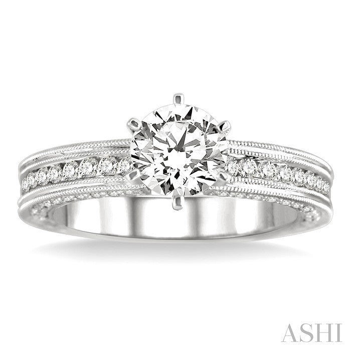 5/8 Ctw Round Diamond Semi-Mount Engagement Ring in 14K White Gold