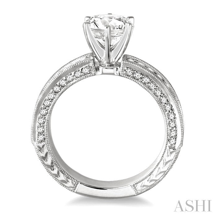 5/8 Ctw Round Diamond Semi-Mount Engagement Ring in 14K White Gold