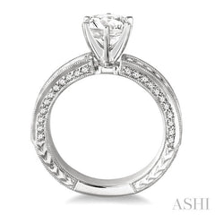 5/8 Ctw Round Diamond Semi-Mount Engagement Ring in 14K White Gold