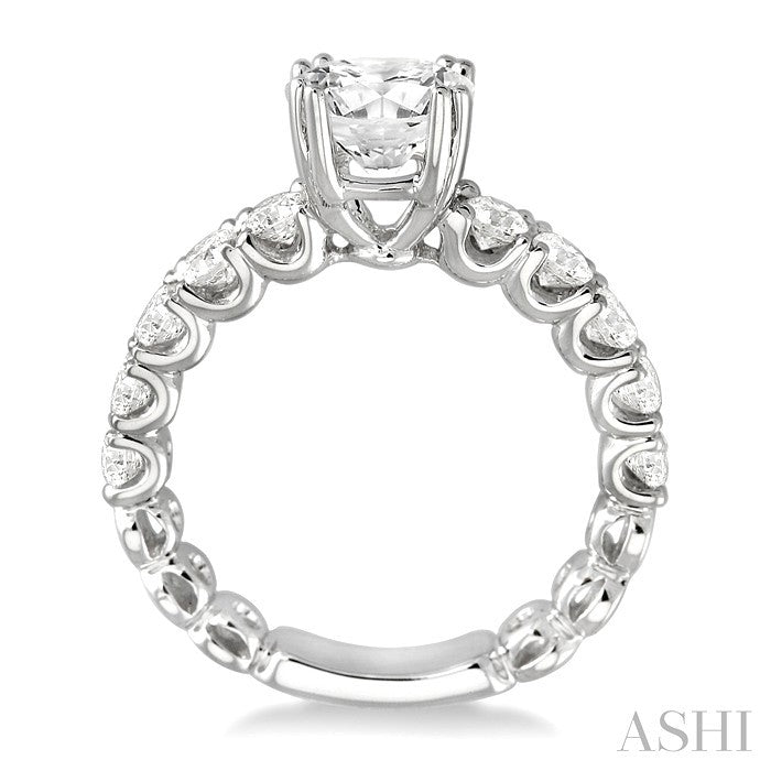 1 Ctw Diamond Semi-Mount Engagement Ring in 14K White Gold