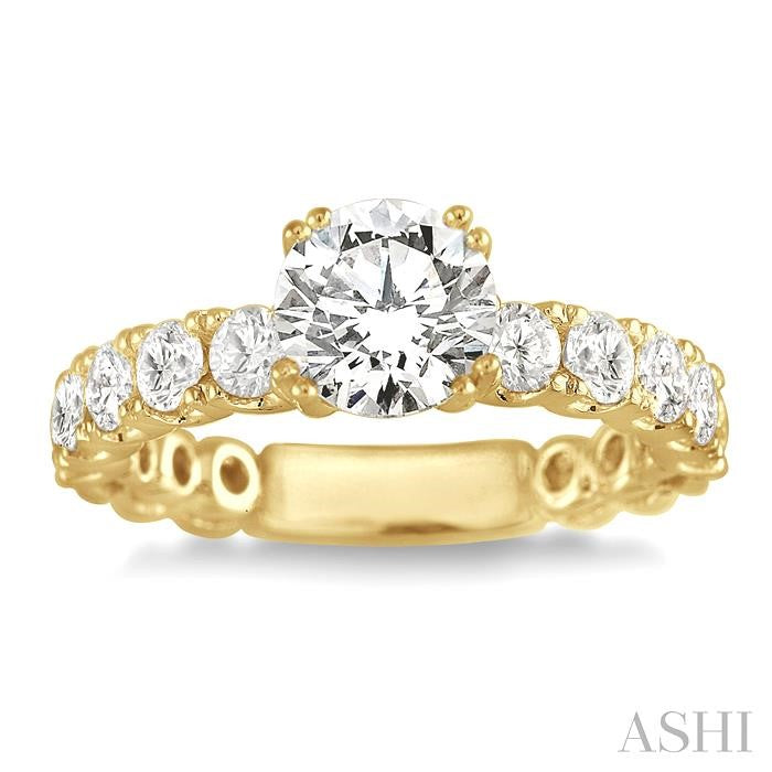 1 Ctw Diamond Semi-Mount Engagement Ring in 14K Yellow Gold