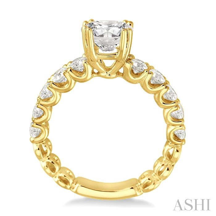 1 Ctw Diamond Semi-Mount Engagement Ring in 14K Yellow Gold