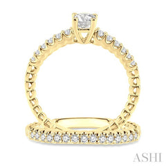 3/4 Ctw Diamond Wedding Set with 1/2 Ctw Round Cut Engagement Ring and 1/4 Ctw Wedding Band in 14K Yellow Gold