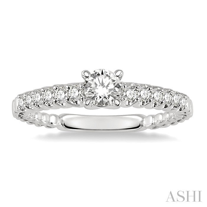 1/4 Ctw Round Cut Diamond Semi-Mount Engagement Ring in 14K White Gold