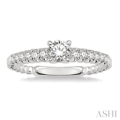 1/4 Ctw Round Cut Diamond Semi-Mount Engagement Ring in 14K White Gold
