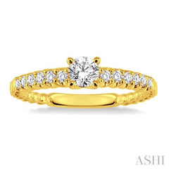 1/4 Ctw Round Cut Diamond Semi-Mount Engagement Ring in 14K Yellow Gold