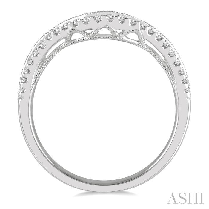 1/5 Ctw Arched Round Cut Diamond Wedding Band in 14K White Gold