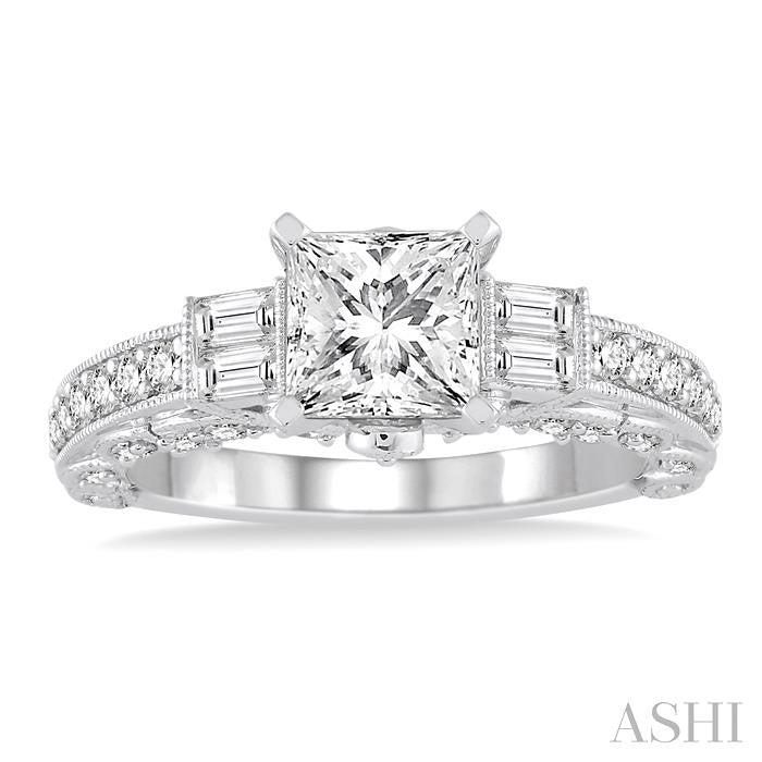 5/8 Ctw Diamond Semi-Mount Engagement Ring in 14K White Gold