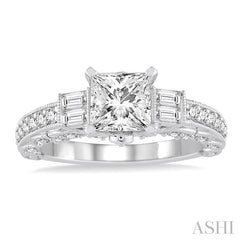 5/8 Ctw Diamond Semi-Mount Engagement Ring in 14K White Gold