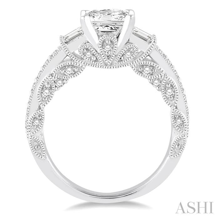 5/8 Ctw Diamond Semi-Mount Engagement Ring in 14K White Gold