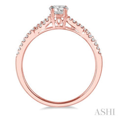 3/8 Ctw Diamond Engagement Ring with 1/4 Ct Round Cut Center Stone in 14K Rose Gold