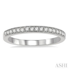 1/5 Ctw Milgrain Bordered Round Cut Diamond Wedding Band in 14K White Gold