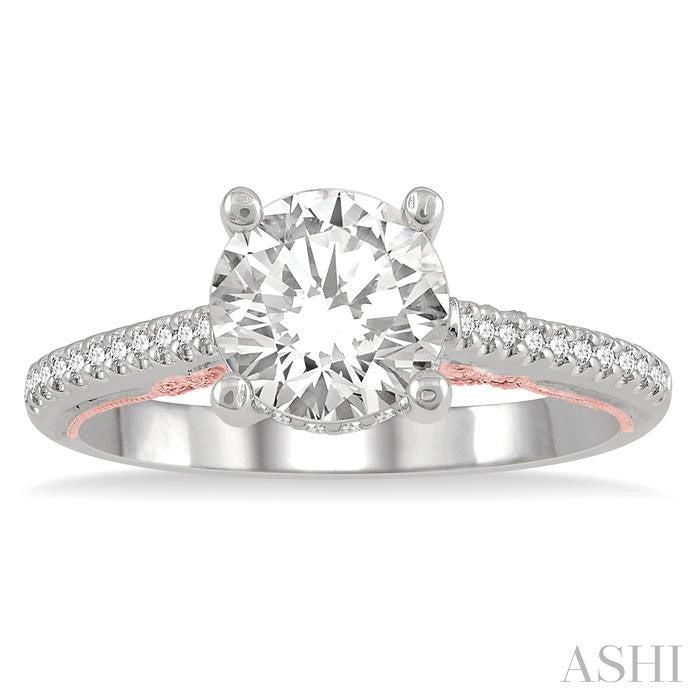 1/5 Ctw Round Cut Diamond Round Shape Semi-Mount Engagement Ring in 14K White and Rose Gold