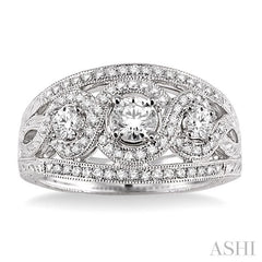 5/8 Ctw Round Cut Diamond Semi-Mount Engagement Ring in 14K White Gold