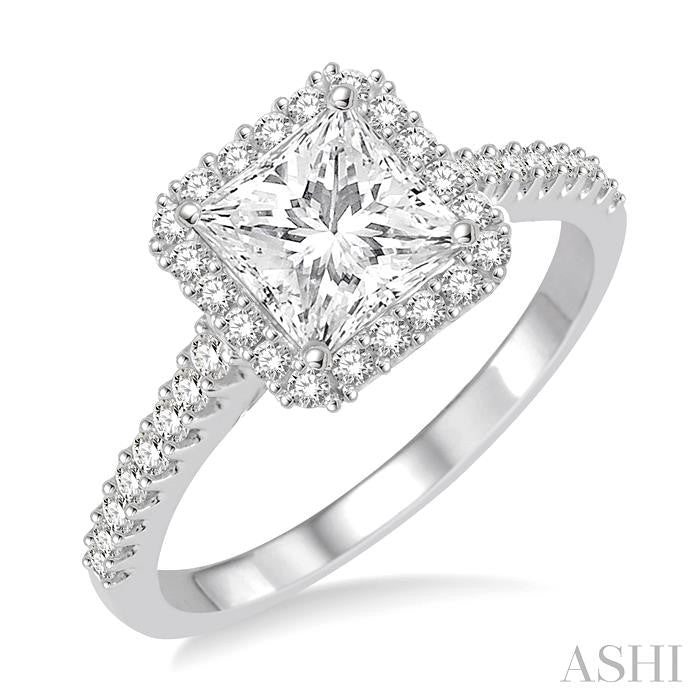 3/8 Ctw Round Cut Diamond Semi-Mount Engagement Ring in 14K White Gold