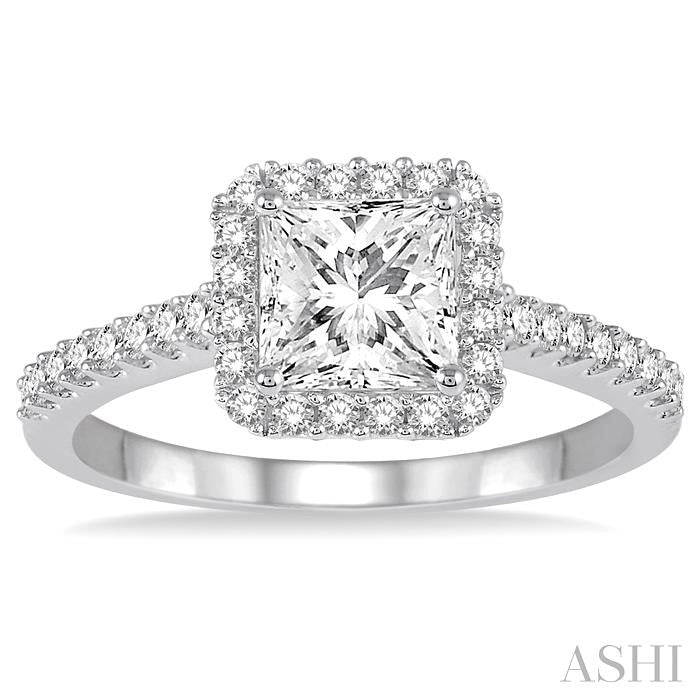 3/8 Ctw Round Cut Diamond Semi-Mount Engagement Ring in 14K White Gold