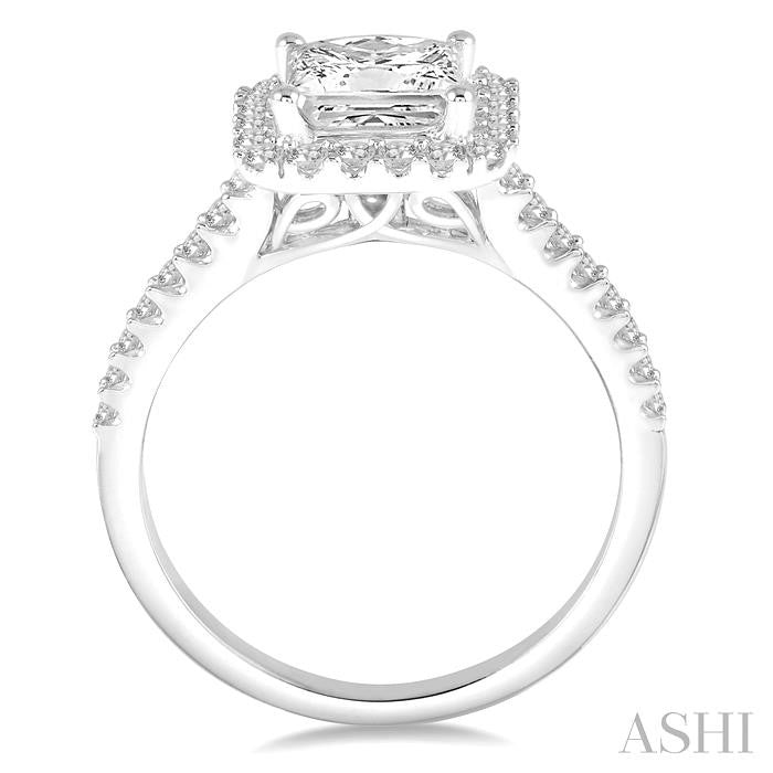 3/8 Ctw Round Cut Diamond Semi-Mount Engagement Ring in 14K White Gold