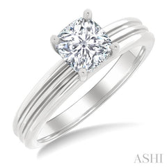 1/20 Ctw Cushion Shape Semi-Mount Diamond Engagement Ring in 14K White Gold