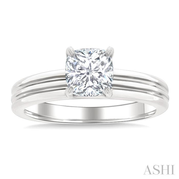 1/20 Ctw Cushion Shape Semi-Mount Diamond Engagement Ring in 14K White Gold