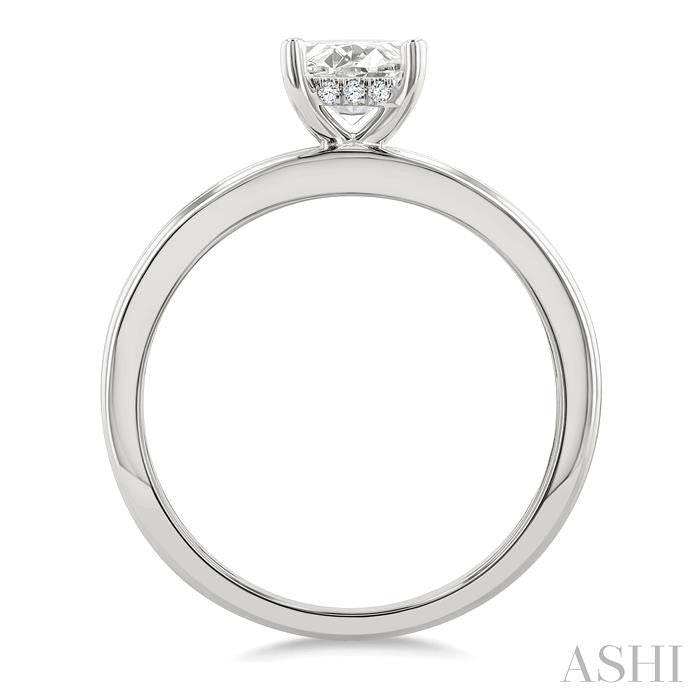 1/20 Ctw Cushion Shape Semi-Mount Diamond Engagement Ring in 14K White Gold