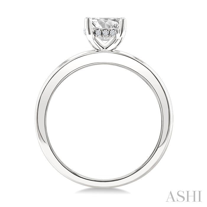 1/20 Ctw Circular Shape Grooved Shank Round Cut Diamond Semi-Mount Engagement Ring in 14K White Gold